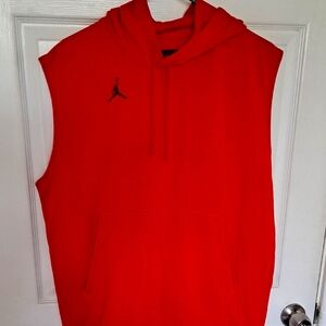 Red Sleeveless Hoodie with Logo
